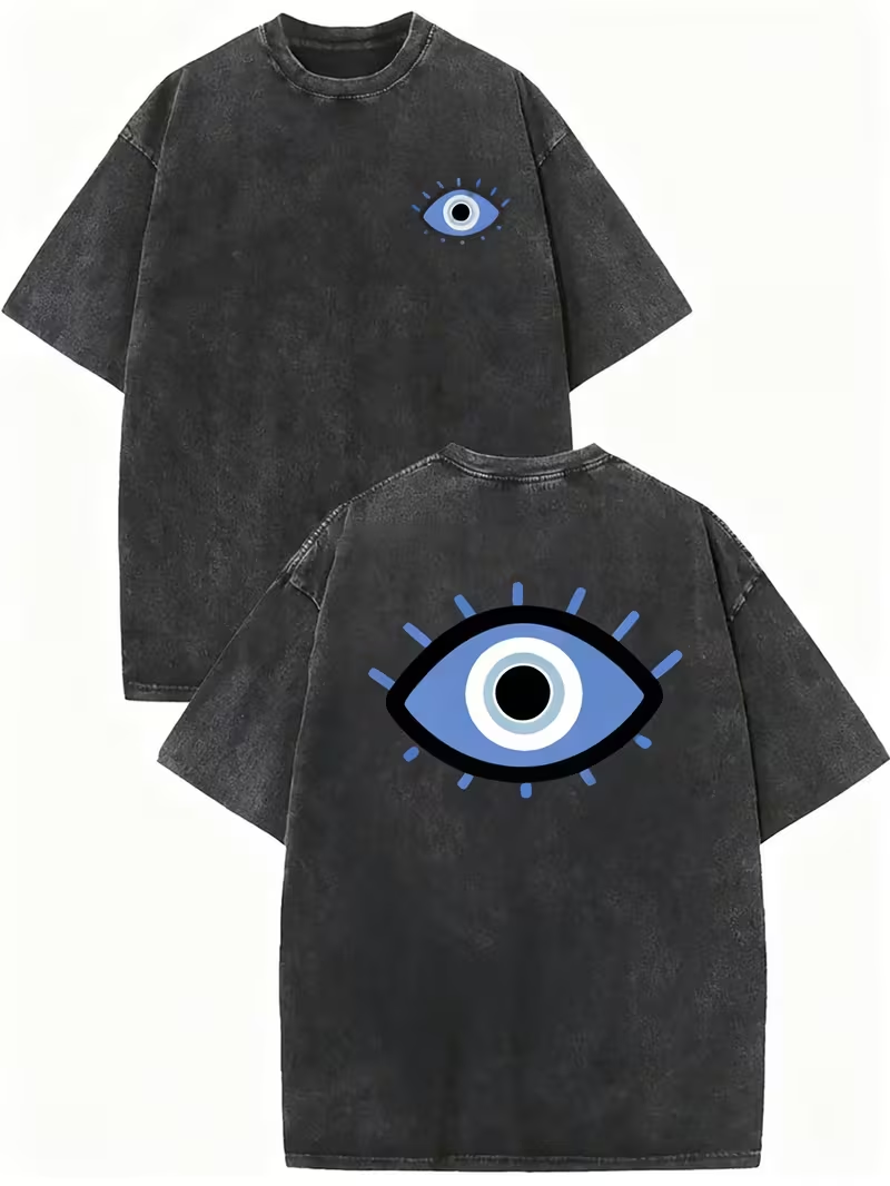 Street Style Fashion Quotes - เสื้อยืดกราฟิกตัวอักษรคำคม Blue Evil Eye Negative Energy