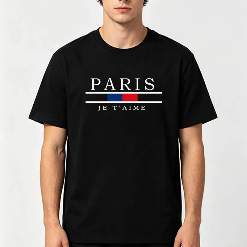 Street Fashion In Paris - เสื้อยืดพิมพ์ลายกราฟิกปารีสผู้ชายฤดูร้อนแฟชั่นลำลองกีฬาไฮสตรีทมินิมอลลิสต์เสื้อคอกลมแขนสั้นผ้าฝ้าย