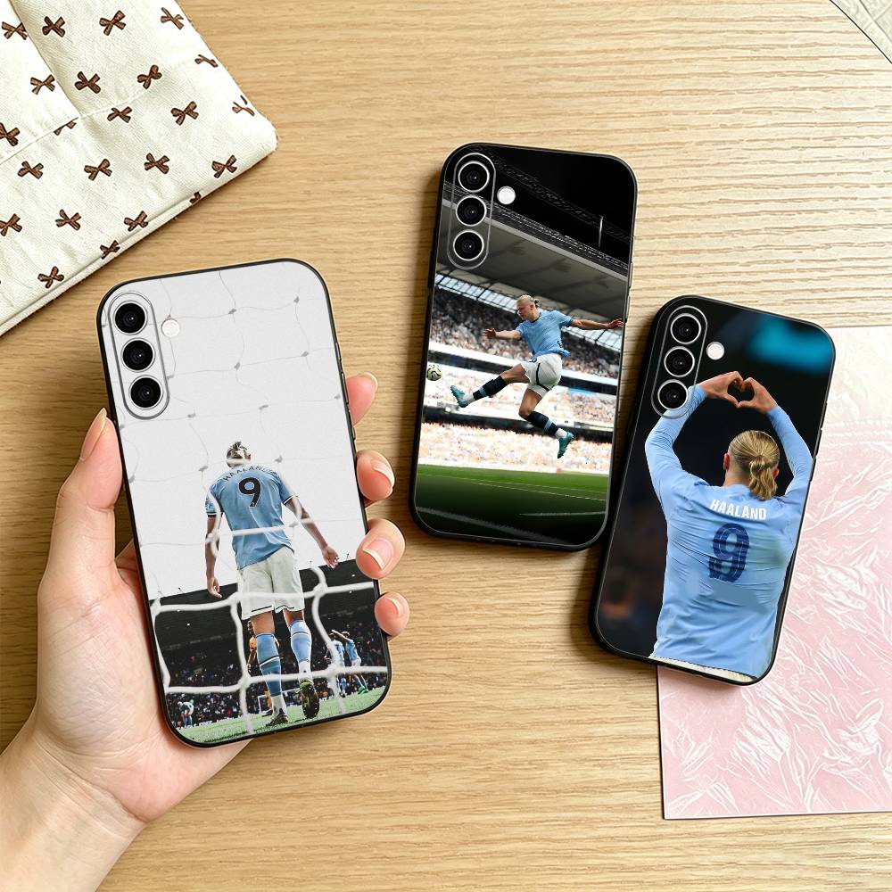 Street Fashion Official - ฟุตบอลสตาร์ อี-เออร์ลิง ฮ-ฮาลแลนด์เคสโทรศัพท์สำหรับซัมซุงกาแล็กซี่ A73,A72,A71,A70,A53,A52,A51,อื่นๆปกสีดำนุ่ม