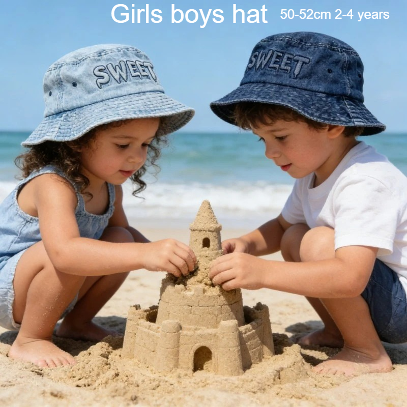 Street Fashion Kids - หมวกบักเก็ตเด็กสไตล์ญี่ปุ่นย้อนยุค ขนาด 50-52 ซม. สำหรับเด็กอายุ 2-4