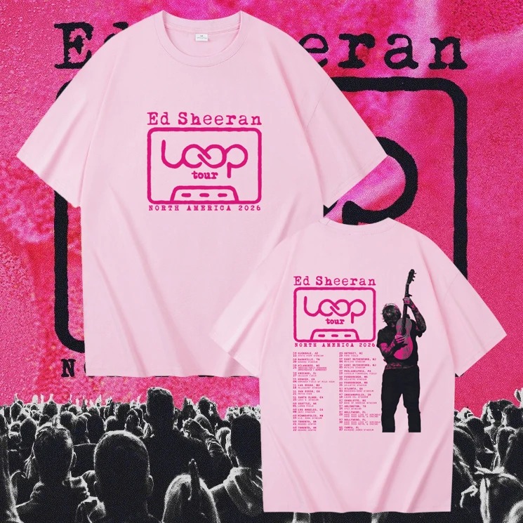 Street Fashion Mood - เสื้อยืดวงลูปเวิลด์ทัวร์ของเอ็ด เชียร์แนน ปี 2026 สินค้าลิขสิทธิ์ สำหรับผู้ชายและผู้หญิง