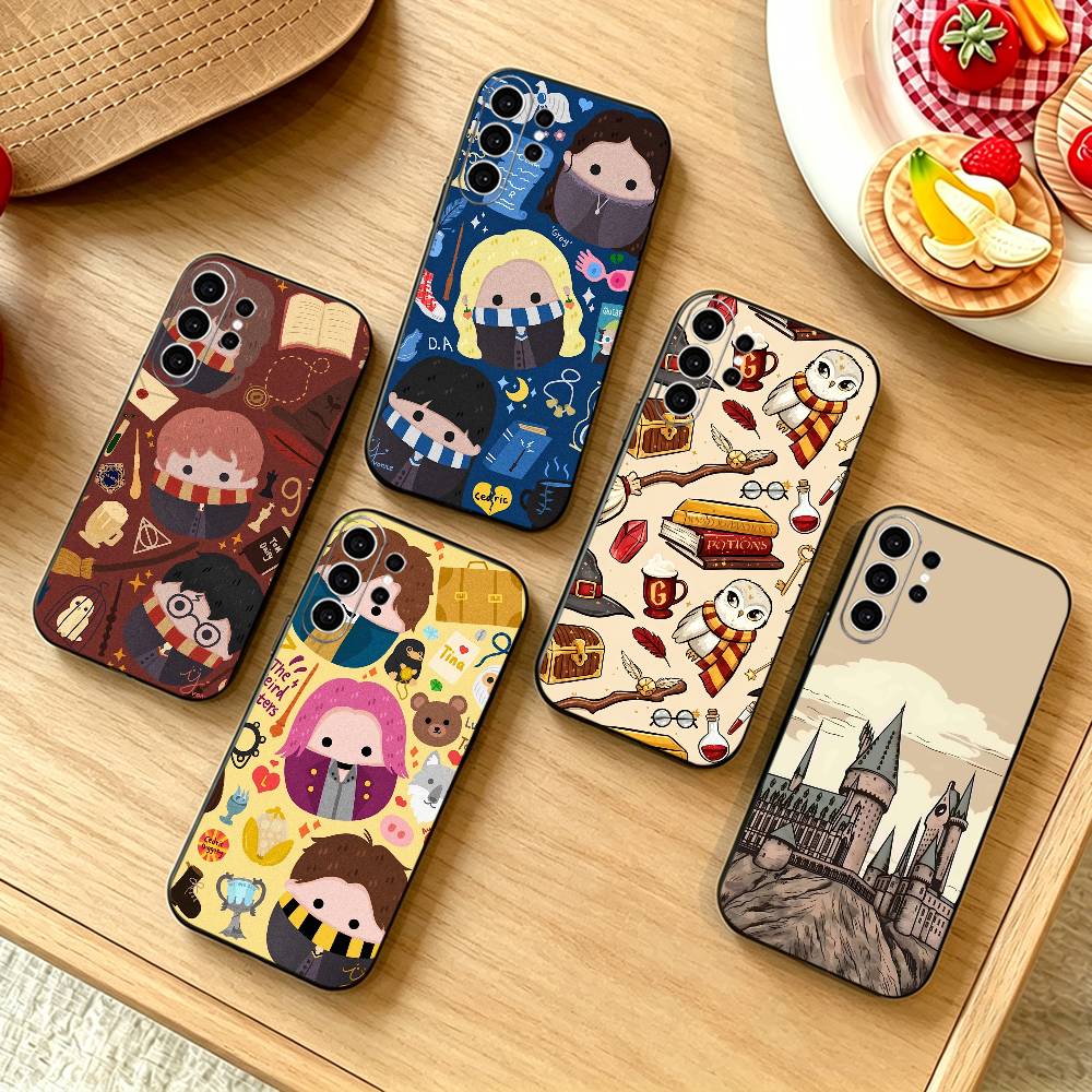 Street Fashion Official - เคสโทรศัพท์ลายไม้กายสิทธิ์แฮร์รี่ พอตเตอร์ สำหรับ Samsung S25,S24,S21,S22,S23,S30,Ultra,S20,Plus,Fe,Note,10,9,5G สีดำ