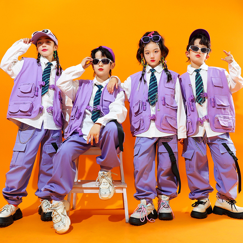 Street Fashion For Boy - ชุดการแสดงเต้นสตรีทแดนซ์และฮิปฮอปสำหรับเด็ก, ชุดเต้นแจ๊สสำหรับเด็กผู้หญิง, ชุดแฟชั่นฮิปฮอปสำหรับเด็กผู้ชาย