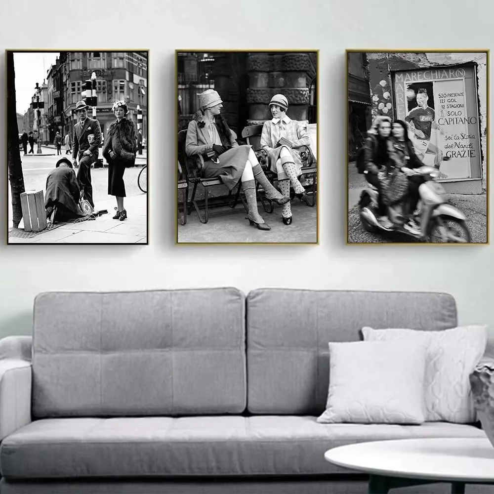 แฟชั่นสีดำและสีขาววินเทจภาพพิม - Street Fashion Photography บทวิจารณ์และราคา