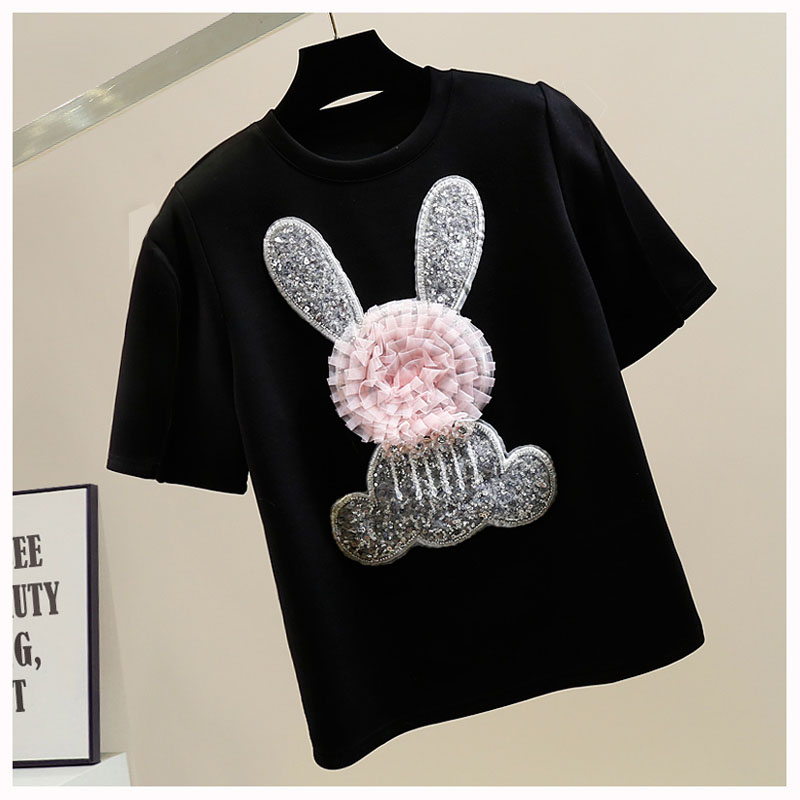 เสื้อยืดแขนสั้นประดับเลื่อมรูป - Street Fashion Shanghai บทวิจารณ์และราคา