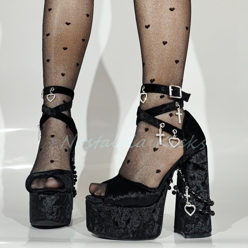 รองเท้าส้นสูงแบบแพลตฟอร์มกำมะห - Street Fashion Punk บทวิจารณ์และราคา