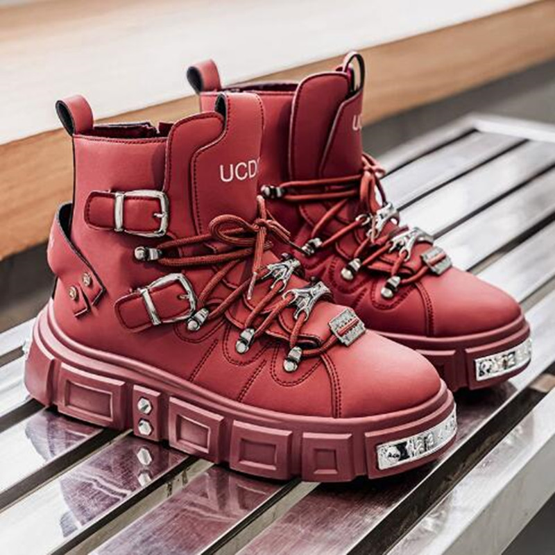 รองเท้าผ้าใบหุ้มข้อสูงสีดำแบบห - Street Fashion Punk บทวิจารณ์และราคา