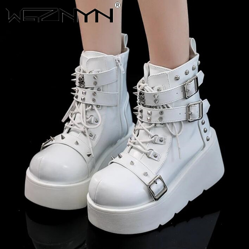 รองเท้าบูทส้นสูงส้นเตารีดใหม่ส - Street Fashion Punk บทวิจารณ์และราคา