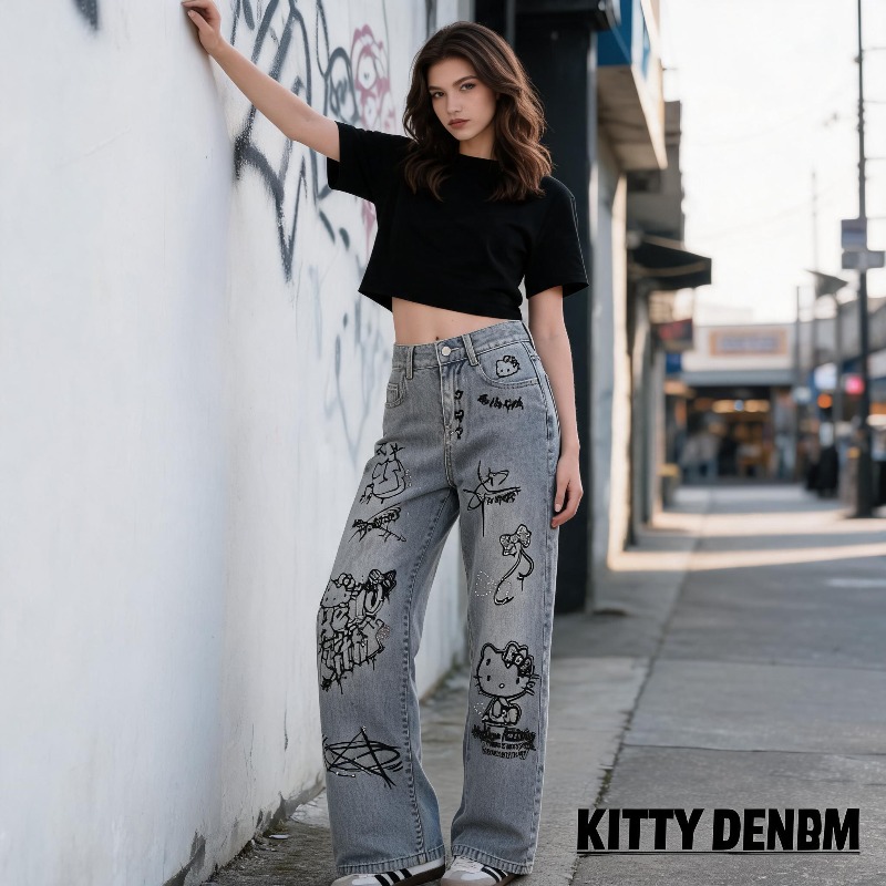 กางเกงยีนส์สไตล์การ์ตูนน่ารัก  - Street Fashion In Japan บทวิจารณ์และราคา