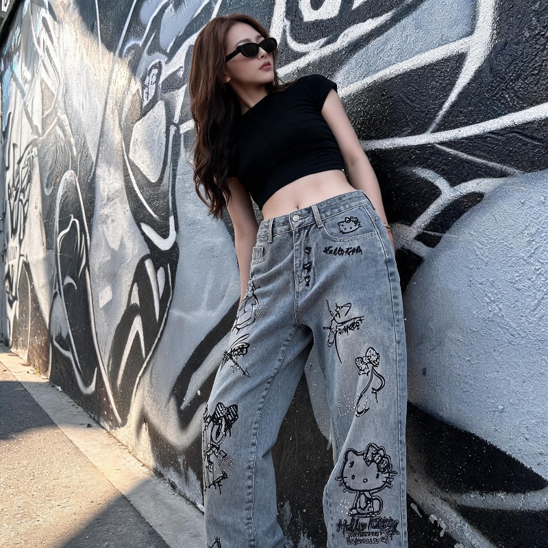 กางเกงยีนส์สไตล์การ์ตูนน่ารัก  - Street Fashion In Japan บทวิจารณ์และราคา