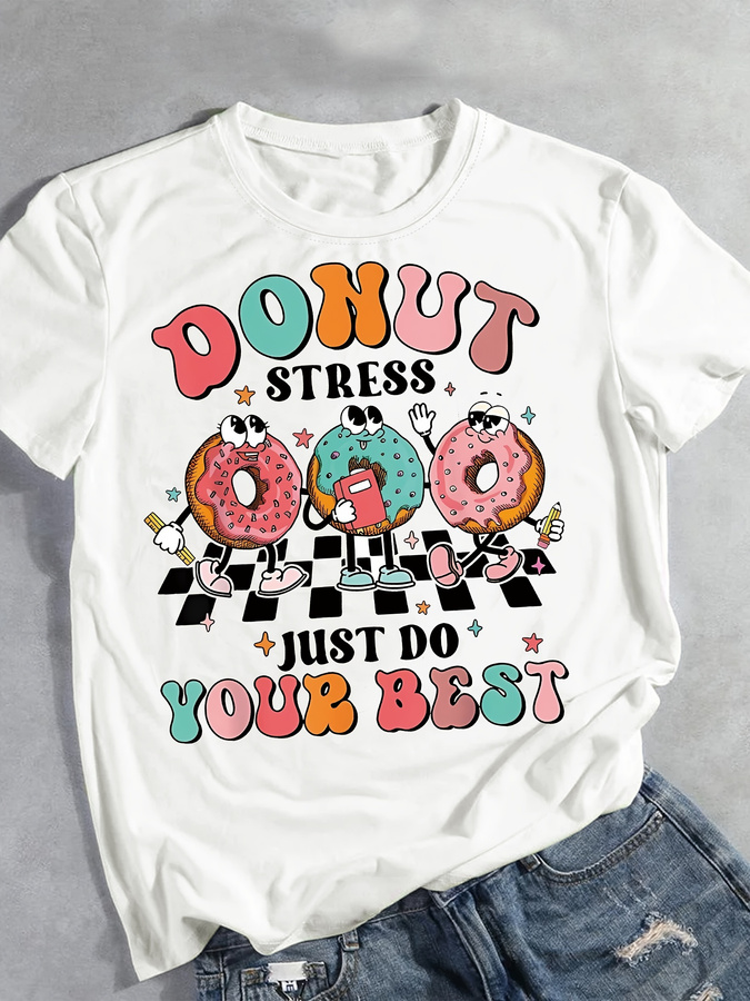 เสื้อยืดพิมพ์ลายการ์ตูนโดนัท เ - Italy Fashion Street บทวิจารณ์และราคา