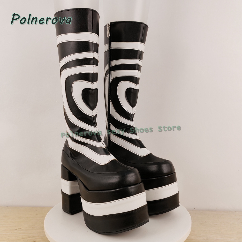 รองเท้าบูทแฟชั่นพิมพ์ลายหัวใจ  - Street Fashion Punk บทวิจารณ์และราคา