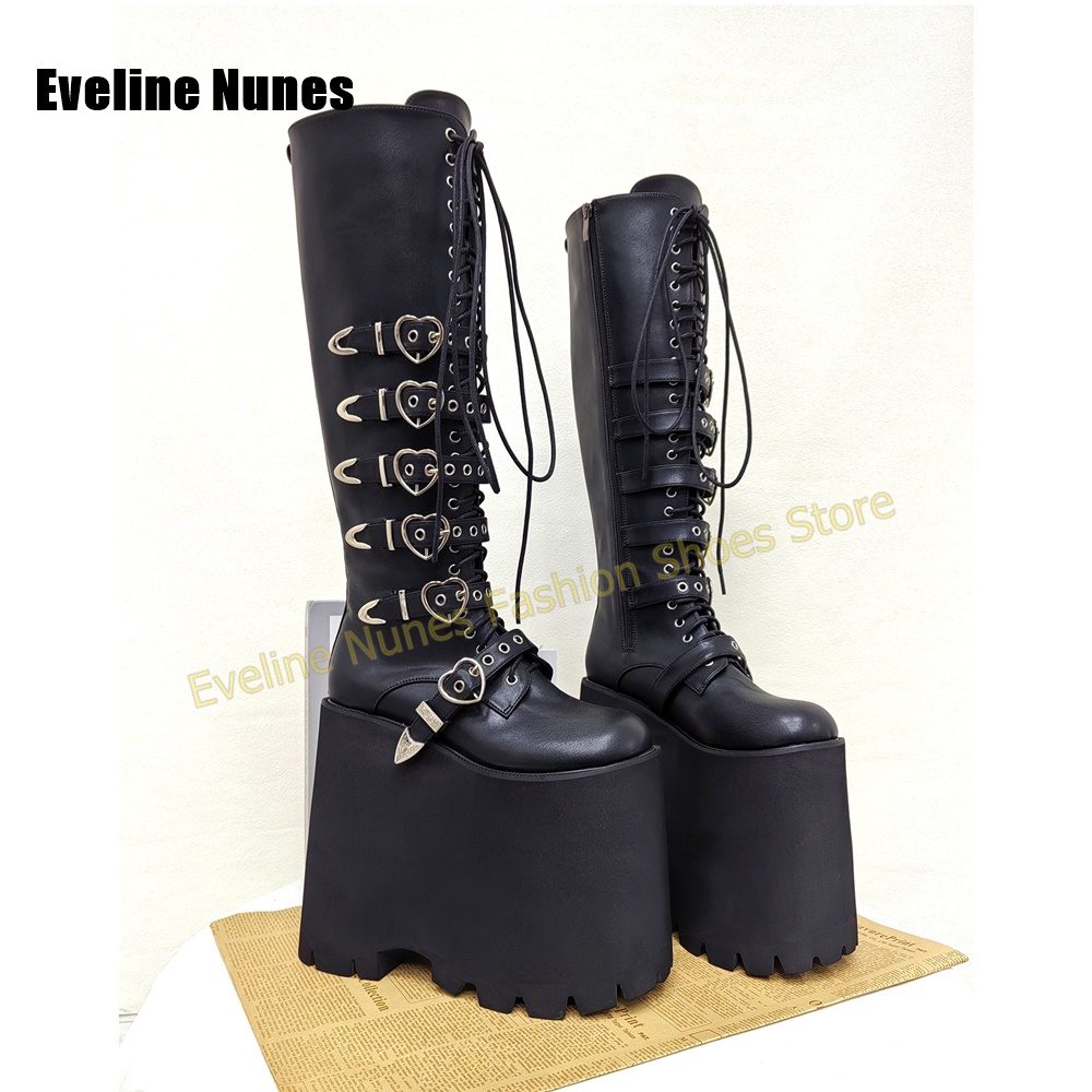 รองเท้าบูทแพลตฟอร์มสูงสไตล์โกธ - Street Fashion Punk บทวิจารณ์และราคา