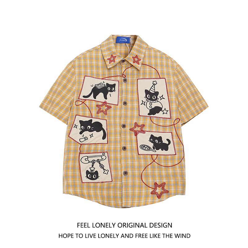เสื้อเชิ้ตลายสก็อตแขนสั้นสไตล์ - Street Fashion American บทวิจารณ์และราคา