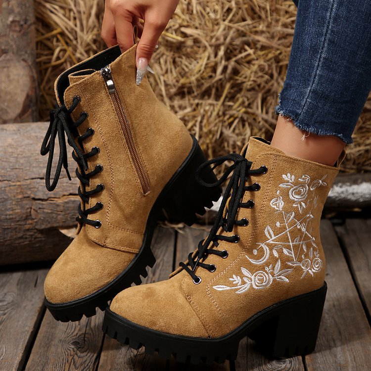 รองเท้าบูทแพลตฟอร์มดอกไม้แบบให - Street Fashion Punk บทวิจารณ์และราคา