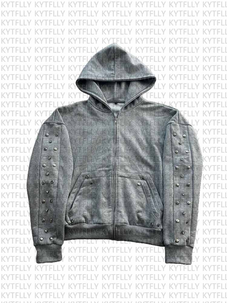 เสื้อฮู้ดซิปประดับคริสตัลสีเทา - Street Fashion Fall 2025 บทวิจารณ์และราคา