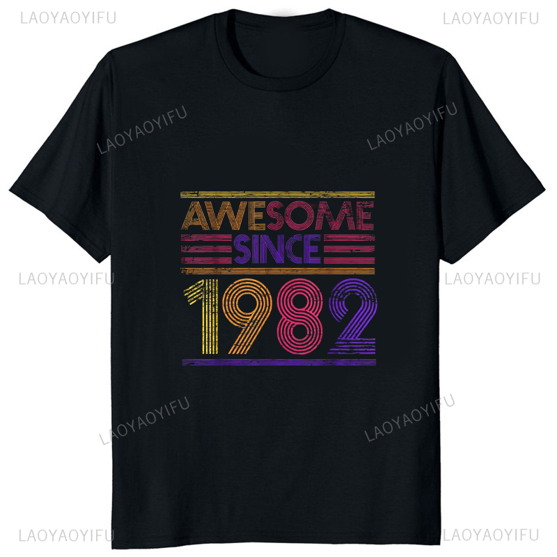 เสื้อยืดพิมพ์ลายวินเทจ1982รุ่น - Street Fashion Mood บทวิจารณ์และราคา