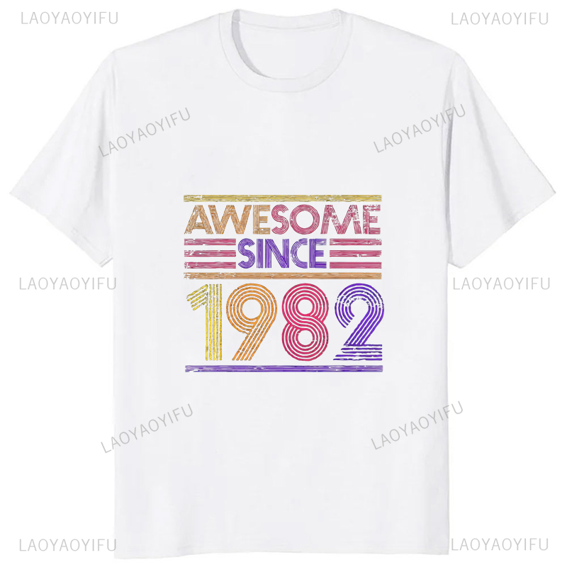 เสื้อยืดพิมพ์ลายวินเทจ1982รุ่น - Street Fashion Mood บทวิจารณ์และราคา