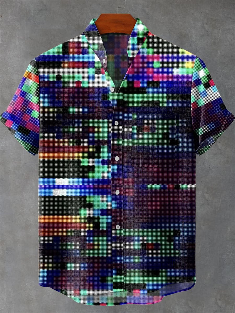 เสื้อเชิ้ตแขนสั้นผู้ชาย พิมพ์ล - Street Fashion Shanghai บทวิจารณ์และราคา